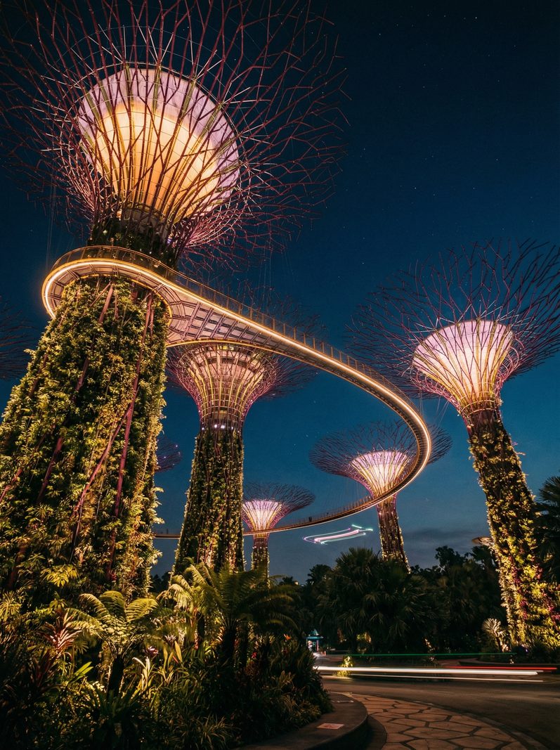 Gardens by the Bay at night