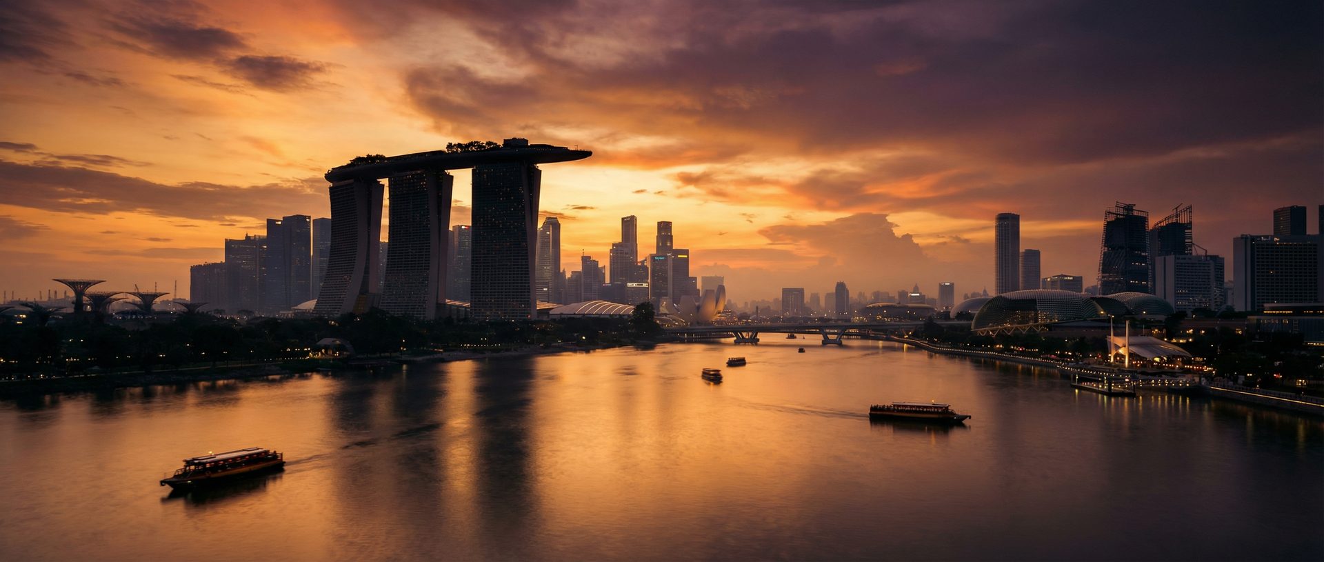 Singapore skyline at golden hour